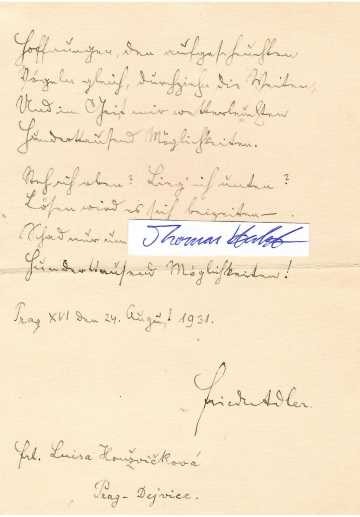 FRIEDRICH ADLER (1857-1938) österreichischer und tschechoslowakischer Schriftsteller, Übersetzer und Jurist. Adler gehörte zu den führenden deutschsprachigen Schriftstellern des Prags der Jahrhundertwende.