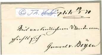 LEOPOLD HERMANN VON BOYEN (1811-86) preußischer General der Infanterie und Gouverneur der Festung Mainz und später von Berlin, vom Rat der Stadt Mainz zum Ehrenbürger der Stadt ernannt. 1877 erhielt er mit dem Schwarzen Adlerorden den höchsten preußische Orden.