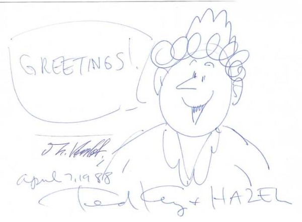 TED KEY (1912-2008) amerikanischer Cartoonist und Drehbuchautor, Schöpfer der berühmten Haushälterin „Hazel“, einer der populärsten Zeitungs‑Cartoons der USA / / American cartoonist and writer. He is best known as the creator of the cartoon panel Hazel, which was later the basis for a television series of the same name, and also the creator of the Peabody's Improbable History animated segments