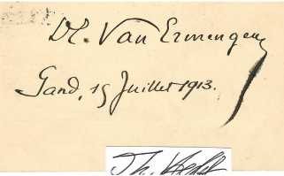 EMILE VAN ERMENGEM (1851-1932) Professor Dr.med., belgischer Bakteriologe, der 1895 Clostridium botulinum, das Bakterium, das Botulismus verursacht, aus einem Stück Schinken isolierte, das vierunddreißig Menschen vergiftet hatte / Belgian bacteriologist who, in 1895, isolated Clostridium botulinum, the bacterium that causes botulism, from a piece of ham that had poisoned thirty-four people