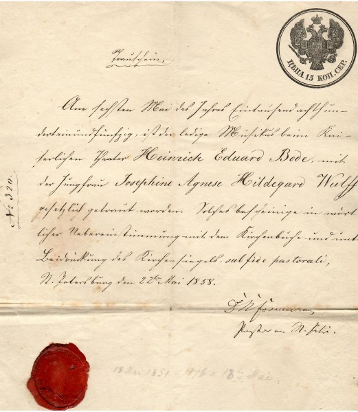 JOHANN CHRISTIAN FÖRSTEMANN (1793-1865) Seit 1832 Probst (Senior‑Pfarrer) der St. Petri‑Kirche in St. Petersburg. Leitete die Gemeinde bis etwa 1860, danach folgte Dr. Carl August Böttcher. Förstemann war zugleich Mitglied des Evangelisch‑Lutherischen Konsistoriums und eine zentrale Figur des deutschen kirchlichen Lebens in Russland. Veröffentlichte mehrere Predigten und Berichte über die deutsche Gemeinde in St. Petersburg.