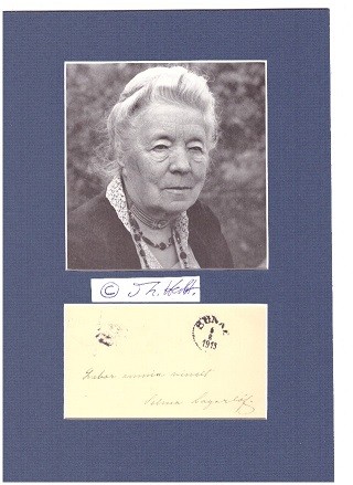 SELMA LAGERLÖF (1858-1940) schwedische Schriftstellerin "Nils Holgerson und die Wildgänse", 1909 erhielt sie als erste Frau den Nobelpreis für Literatur und wurde 1914 als erste Frau in die Schwedische Akademie aufgenommen