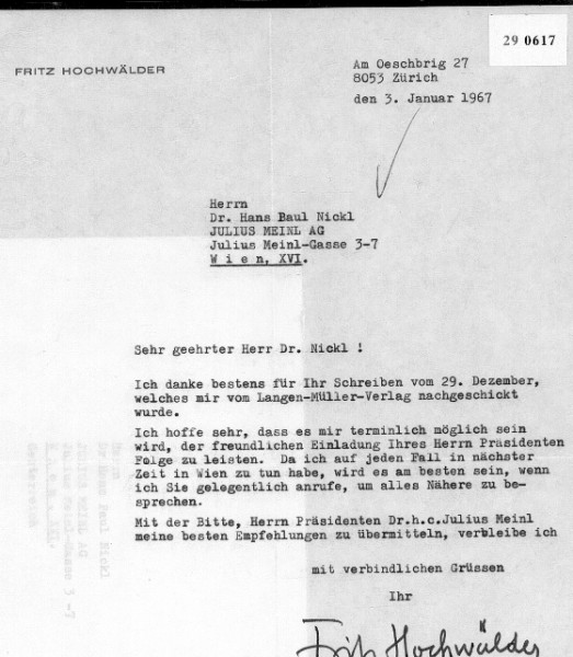 FRITZ HOCHWÄLDER (1911-86) österreichischer Schriftsteller