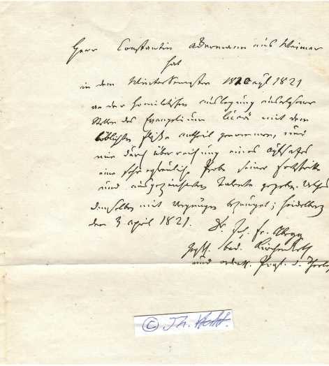 JOHANN FRIEDRICH ABEGG (1765-1840) deutscher evangelischer Theologe, Professor der klassischen Philologie an der Universität Heidelberg, Professor der Praktischen Theologie, 1828 Prorektor der Universität. 1798 unternahm Johann Friedrich Abegg eine ausgedehnte Reise in den Osten Deutschlands. Hierbei traf er u. a. Johann Wolfgang von Goethe, Johann Gottfried Herder, Johann Gottlieb Fichte und Immanuel Kant. Darüber verfasste er ein Reisetagebuch, das 1976 im Insel Verlag erschien. Sein Epitaph ist im Außenbereich der Heidelberger Peterskirche erhalten. 1836: Ritter des Ordens vom Zähringer Löwen.