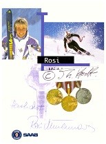 ROSI MITTERMAIER-NEUREUTHER (1950-2023) dt. Skirennläuferin, Olympiasiegerin 1976 in Abfahrt, Silber im Riesenslalom
