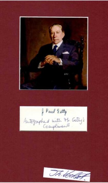 JEAN PAUL GETTY (J. Paul Getty,1892-1976) legendärer amerikanischer Öl-Billionär, seine Kunst-Sammlung (J .Paul Getty-Museum & Stiftung in Malibu,CA) ist einmalig