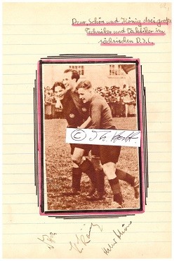 WALTER DZUR (1919-99); HELMUT SCHÖN (1915-96) deutscher Fußballspieler und der bislang erfolgreichste Bundestrainer. Als Spieler des Dresdner SC gewann Schön in den Runden 1942/43 und 1943/44 zweimal die deutsche Fußballmeisterschaft und in den Jahren 1940 und 1941 zweimal den Tschammer-Pokal. Zwischen 1937 und 1941 berief ihn Sepp Herberger zu 16 Länderspielen, bei denen Schön 17 Tore erzielte, in die Fußballnationalmannschaft; HANS KÖNIG (1915- ?) deutscher Fußballspieler, D.S.C.