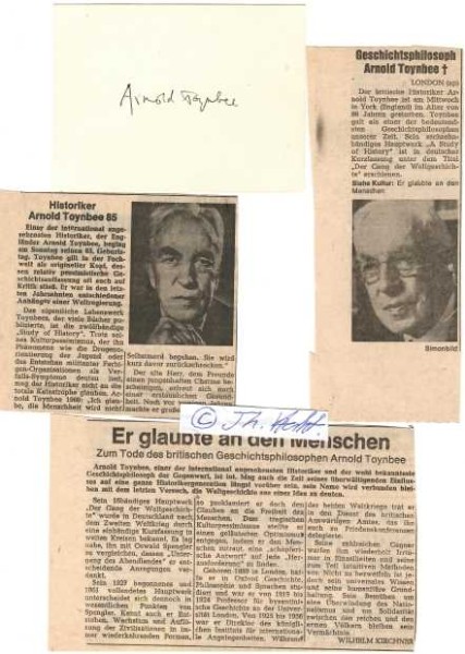 ARNOLD J. TOYNBEE (1889-1975) Professor Dr., brit. Historiker, Kulturtheoretiker und Geschichtsphilosoph. Er gilt als letzter großer Universalhistoriker.