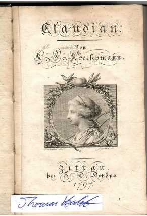 KARL FRIEDRICH KRETSCHMANN (genannt auch: der Barde Rhingulph; 1738-1809) deutscher Lyriker, Lustspielautor und Erzähler