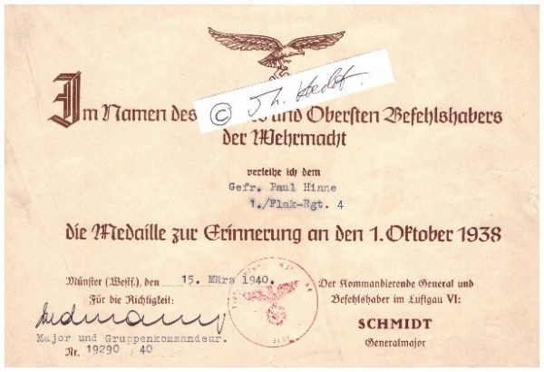 RUDOLPH ERDMANN (Daten unbekannt) dt. Oberst im Zweiten Weltkrieg, Ritterkreuzträger, Kommandeur Flak Rgt. 153 (mot.)