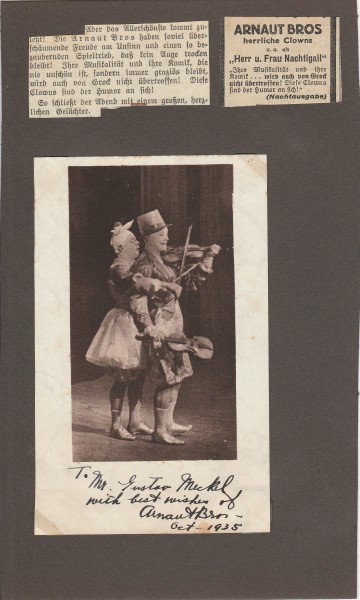 ARNAUT BROTHERS (ARNAUT BROS, John & Rene) Musical Clowns, known for Cavalcade of Variety (1940), Wit and Wisdom (1948) and Cavalcade of Stars (1949)