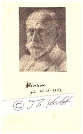 HANS VIRCHOW (1852-1940) Professor Dr., deutscher Mediziner und Hochschullehrer, dreimal übernahm er den Vorsitz der von seinem Vater Rudolf Virchow gegründeten Berliner Gesellschaft für Anthropologie, Ethnologie und Urgeschichte