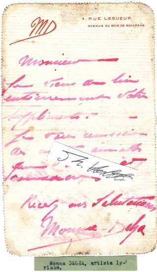 MONNA DELZA (Marguerite Delesalle, später durch Heirat Gräfin von Patrimonio, 1882-1921 an der Grippe) französische Schauspielerin / french actress / actrice francaise. 1914 heiratete sie Graf Christian Théodore Stéphane Godefroy Baudouin Patrimonio in Évreux (Eure). Als Flieger war er ein Ass im Ersten Weltkrieg. Er war der Sohn von Salvator Patrimonio, Frankreichs Konsul in Jerusalem und Eigentümer des Grabes der Könige von Jerusalem sowie Diplomat