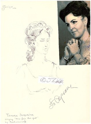 TAMARA SOROKINA (1931-2021) russische Opernsängerin, Sopran; GEORGE KRISHIZKI (1924-2001) russian-polish-american illustrator / artist