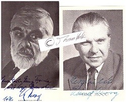 HEINZ MOOG (1908-89) deutscher Schauspieler, Kammerschauspieler (1955), Verdienstkreuz für Wissenschaft und Kunst I. Klasse der Republik Österreich (1960), Goldene Medaille des ORF (1965), Kainz-Medaille (1977), Ehrenmitglied des Burgtheaters (1978), Ehrenmedaille der Bundeshauptstadt Wien in Gold (1984)