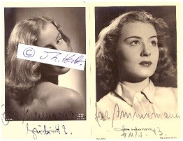 EVA IMMERMANN (anfänglich Eva Wegener, 1913-2000) deutsche Schauspielerin, anfangs kleine Rollen in Produktionen ihres Schwiegervaters Paul Wegener