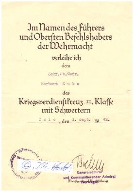 HERMANN BOEHM (1884-1972) deutscher Generaladmiral, kommandierender Admiral Norwegen, Deutsches Kreuz in Gold