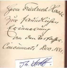FRIEDRICH HASSAUREK (in den USA auch Frederick Hassaurek, 1831-85) österreichamerikanischer Journalist und Diplomat. Politisch bekannt wurde er in der Präsidentschaftswahl in den Vereinigten Staaten 1860 als Wahlkämpfer für den späteren 16. Präsidenten Abraham Lincoln, bei dem er für diesen in mehreren Bundesstaaten als entschlossener Redner auftrat. Lincoln ernannte Hassaurek daraufhin als Präsident 1861 zum diplomatischen Vertreter im Range eines Ministerresidenten in Ecuador. Herausgeber der deutschsprachigen Zeitung Cincinnati Volksblatt.
