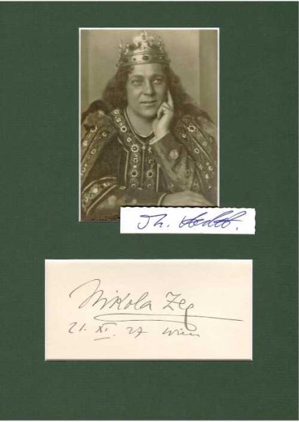NICOLA ZEC (eigentlich Nikolaus Zeč, auch Nikola Zec, 1883-1958) österreichischer Opernsänger der Stimmlage Bass. Er war 25 Jahre lang an der Wiener Hofoper, der späteren Staatsoper, verpflichtet.