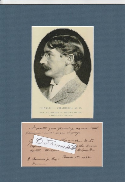 CHARLES G. CHADDOCK (Charles Gilbert Chaddock, 1861-1939) Professor Dr., M.D., amerikanischer Neurologe und Psychiater, führte möglicherweise den Begriff „homosexuality“ („Homosexualität“) in die englische Sprache ein