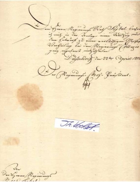 PHILIPP VON PESTEL (Philipp Pestel, (seit 1786/87 von Pestel, 1767-1835) deutscher Beamter zunächst in preußischen Diensten, dann in Diensten des Königreichs Westphalen und später wieder in preußischen Diensten. Am 3. Juli 1815 wurde er zum Geheimen Kriegsrat ernannt und wurde preußischer Organisationskommissar für das Moselgebiet in Koblenz. Am 10. Januar 1816 wurde er dann Organisationskommissar für den Regierungsbezirk Düsseldorf. Zwischen 1816 und 1831 amtierte Pestel als Regierungspräsident in Düsseldorf. Zwischen 1831 und 1834 war er Oberpräsident der Rheinprovinz. Von 1829 bis 1831 war er Gründungsvorsitzender des Kunstverein für die Rheinlande und Westfalen.