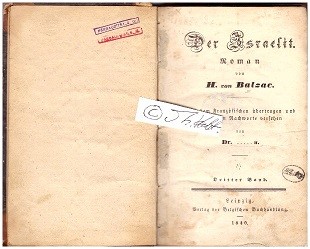 HONORE DE BALZAC (1799-1850) französischer Schriftsteller zunächst der Romantik, dann im Dreigestirn der großen Realisten (mit Stendhal und Flaubert)