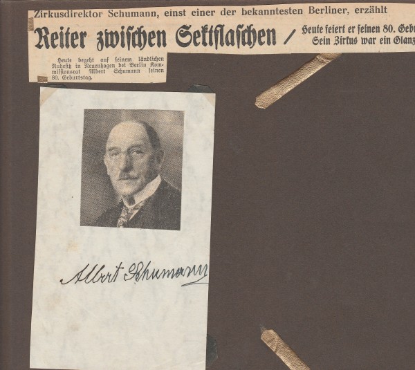 ALBERT SCHUMANN (1858-1939) Zirkusdirektor, grd. das Albert-Schumann-Theater, allgemein auch Schumanntheater oder Circus Schumann genannt