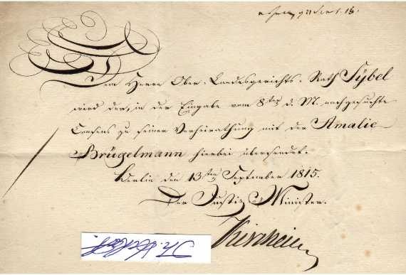 FRIEDRICH LEOPOLD VON KIRCHEISEN (1749-1825) preußischer Jurist und Staatsminister. 1795 lernte Kircheisen in Karlsbad Johann Wolfgang von Goethe kennen. Kircheisen organisierte seit 1795 das Justizwesen in den Fürstentümern Ansbach und Bayreuth im Auftrag von Karl August von Hardenberg neu. Im Jahr 1798 wurde Kircheisen geadelt. Außerdem erhielt er die Doktorwürde der Universität Halle. Im Jahr 1809 wurde Kircheisen zum Präsidenten des Kammergerichts ernannt. In der Staatsregierung Hardenberg war Kircheisen in der Zeit der preußischen Reformen von 1810 bis 1825 Justizminister in Preußen.