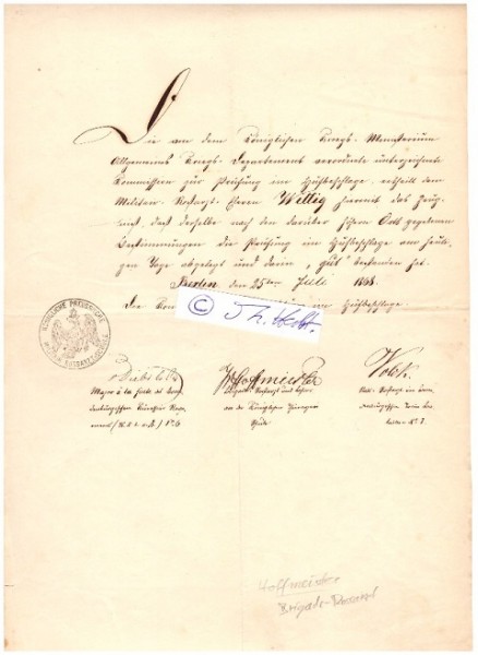 MILITAIR-ROßARZT-PRÜFUNG IM HUFBESCHLAGE, Oskar von Diebitsch (1823–1906), preußischer Generalmajor, Rechtsritter des Johanniterordens