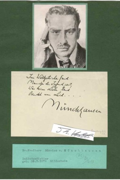 BÖRRIES FREIHERR VON MÜNCHHAUSEN (Börries von Münchhausen, 1877-1945) deutscher Balladendichter / german poet, writer