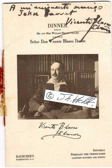 VICENTE BLASCO IBANEZ (1867-1928) spanischer Schriftsteller und Politiker / spanish writer and politican. Durch seine einzigartige Vorstellungskraft und durch seine äußerst detaillierten Beschreibungen von Landschaften und Menschen wurde er zum letzten wirklich großen Autor des Realismus des 19. Jahrhunderts. Viele seiner Werke wurden in Hollywood verfilmt, u.a. mit Rudolph Valentino.