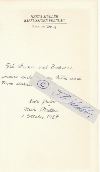 HERTA MÜLLER (1953) LITERATUR-NOBELPREIS 2009, rumäniendeutsche Schriftstellerin (Aktionsgruppe Banat), 2009 erhielt sie den Nobelpreis für Literatur für ihr sprachgewaltiges Gesamtwerk über die rumänische Diktatur