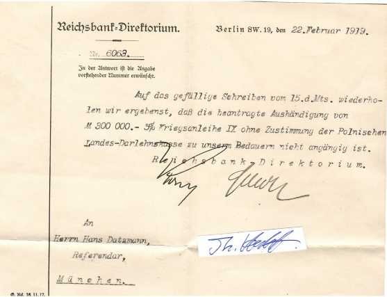 REICHSBANK-DIREKTORIUM BERLIN 1919