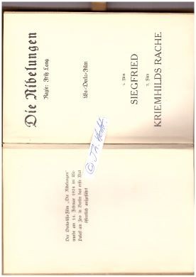 FRITZ LANG (1890 Wien-1976 Beverly Hills) österreichisch-deutsch-US-amerikanischer Schauspieler, Filmregisseur und Drehbuchautor; THEA VON HARBOU (1888-1954) deutsche Theaterschauspielerin, Drehbuchautorin, Regisseurin und Schriftstellerin. Sie schrieb die Drehbücher zu einigen der bekanntesten deutschen Stummfilme