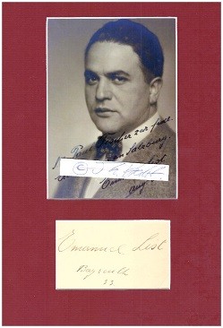 EMANUEL LIST (auch Emmanuel List, 1888-1967) österreichisch-amerikanischer Opernsänger und einer der stimmlich dunkelsten und gesanglich bedrohlichsten „schwarzen Bässe“ seiner Zeit