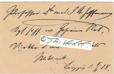 FRIEDRICH ALBIN HOFFMANN (1843-1924) Professor Dr.med, deutscher Arzt, Mediziner. Anatom und Internist. Den Grundstein seiner wissenschaftlichen Karriere legte Hoffmann im Labor Rudolf Virchows. Gemeinsam mit Paul Langerhans erforschte er 1869 die Affinität verschiedener Gewebe zu intravenös injiziertem Zinnober und legte damit die Grundlage für Ludwig Aschoffs Konzept des retikuloendothelialen Systems. Nach der Teilnahme am Deutsch-Französischen Krieg 1870/71 habilitierte er sich 1872 für Spezielle Pathologie und Therapie. 1874 wurde er an die Universität Dorpat berufen. 1877 leitete er im Russisch-Türkischen Krieg eine Sanitätsabteilung und wurde zum Wirklichen Staatsrat ernannt. / german doctor and university professor