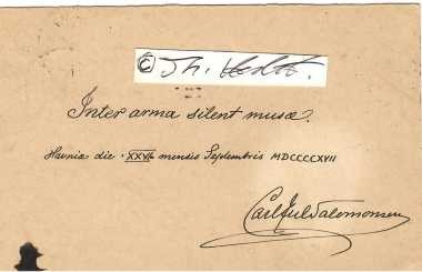 CARL JULIUS SALOMONSEN (1847-1924) Professor Dr.med., dänischer Bakteriologe, der als Vater der Bakteriologie in Dänemark gilt. Er entwickelte Techniken zur Isolierung von Mikroben und zur Extraktion reiner Kulturen, abgesehen von einigen Färbungstechniken. Sekretär von Rudolf Virchow, arbeitete in Breslau unter Julius Cohnheim an Tuberkulose. Er traf außerdem Louis Pasteur in Paris, Robert Koch und Paul Ehrlich in Deutschland, bevor er nach Kopenhagen zurückkehrte. / danish doctor and university professor