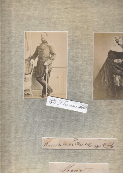 CARL VON PREUßEN (1801-83, Karl von Preußen) PRINZ, dritter Sohn von König Friedrich Wilhelm III. und Königin Luise, jüngerer Bruder Kaiser Wilhelm I., preußischer Militär, General der Infanterie, Generalfeldzeugmeister und Chef der preußischen Artillerie, Gouverneur von Mainz, 1827 Namensgeber für den Karlplatz in Berlin-Mitte, 1866 Pour le Mérite für die Bewährung der von Carl geführten Artillerie im Deutschen Krieg und seine Frau MARIE VON SACHSEN-WEIMAR-EISENACH (1808-77)