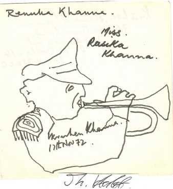KRISHEN KHANNA (*1925) indischer Maler / Indian painter / RASIKA KHANNA (Daten unbekannt) indische Tänzerin / indian dancer, Kunst des Bharatnatyam, strenge Disziplin des Kalakshetra-Stils, sie führte 1971 ihr Debüt (Arangetram) auf.