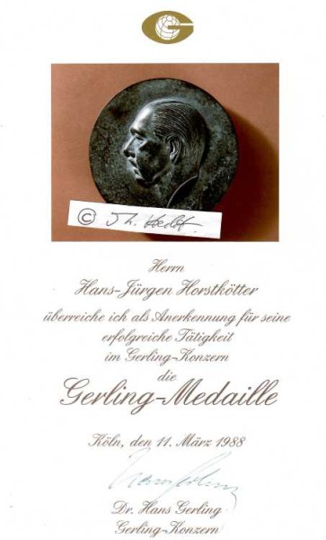 HANS GERLING (1915-91) Dr., deutscher Versicherungsunternehmer und leitete von 1949 bis zu seinem Tode den seit 1935 in seinem Besitz befindlichen Gerling-Konzern.