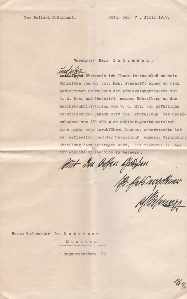 ERNST VON GLASENAPP (Ernst Reinhold Gerhard von Glasenapp, 1861-1928) Landesdirektor von Waldeck-Pyrmont, zuletzt Polizeipräsident von Köln (1914-19) und Warschau (1915-18), Ehrenritter des Johanniterordens