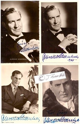 ALBRECHT SCHOENHALS (1888-1978) Dr.med., deutscher Arzt und Schauspieler, u.a. 1935: Einer zuviel an Bord, 1937: Kreutzersonate (Veit Harlan), 1963: Scotland Yard jagt Dr. Mabuse, 1969: Die Verdammten (La caduta degli dei) (Luchino Visconti)