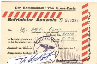 BRAUN (?, Daten unbekannt) Hauptmann und Kommandant des Stabsquartiers beim Kommandant von Gross-Paris