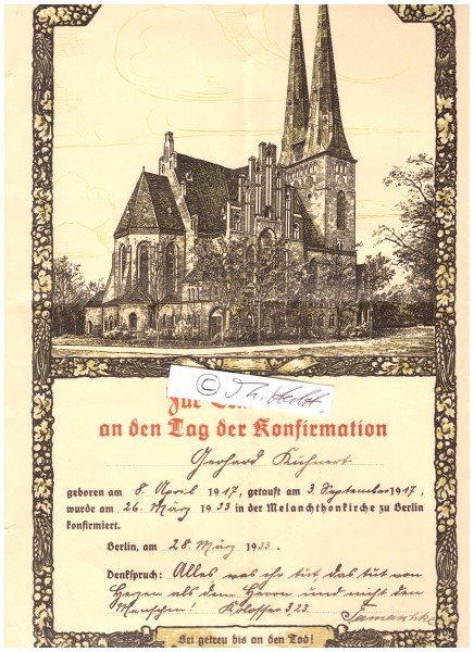 JOHANNES TAMASCHKE (1882-1945) evangelischer Pfarrer, Pfarrernotbund im Dritten Reich, 1942 Haft und Prozess wegen Judenfreundlichkeit, Superintendent von Berlin-Kreuzberg