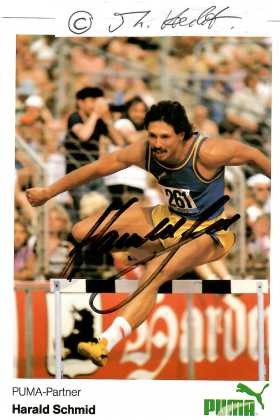HARALD SCHMID (1957) Leichtathlet und mehrfacher Olympiamedaillengewinner (1976/84), der für die Bundesrepublik Deutschland startete. Er hielt 44 Jahre lang den deutschen Rekord über 400 m.