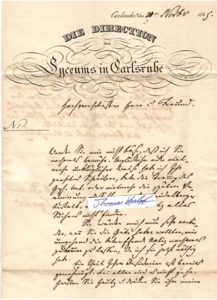 ERNST FRIEDRICH KÄRCHER (Ernst Kärcher, 1789-1855) deutscher klassischer Philologe und Pädagoge, 1820 als Professor an das Karlsruher Lyzeum (heute : Bismarck-Gymnasium) berufen, er erhielt den Titel eines Geheimen Hofrats sowie 1837 das Ritterkreuz des Ordens vom Zähringer Löwen und wurde von der Universität Freiburg im Breisgau zum Dr. phil. promoviert.