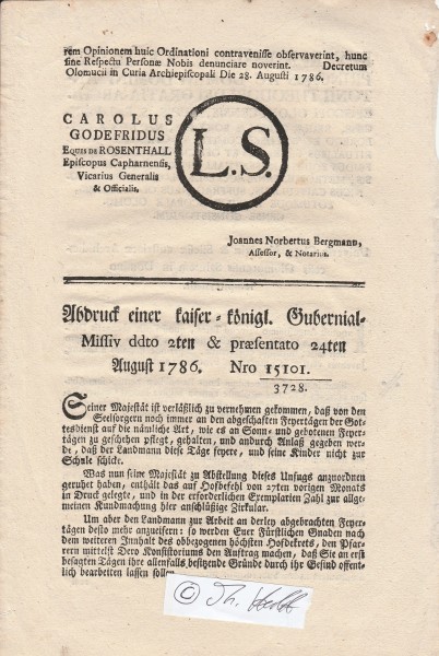 Joannes Norbertus Bergmann, Assessor & Notarius