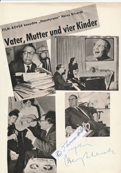 HEINZ ERHARDT (1909-79) deutsch-baltischer Komiker, Musiker, Komponist, Unterhaltungskünstler, Kabarettist, Schauspieler und Dichter
