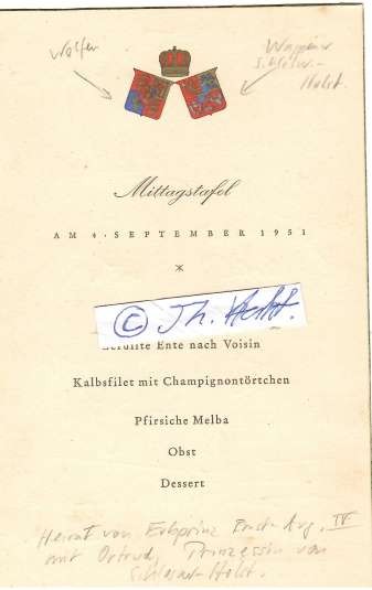 HEIRAT von Erbprinz ERNST AUGUST IV. (1914-87, Prinz von Hannover, Herzog zu Braunschweig und Lüneburg, Königlicher Prinz von Großbritannien und Irland, Oberhaupt des Hauses Hannover und von seiner Geburt bis 1918 Erbprinz im Herzogtum Braunschweig) mit ORTRUD, PRINZESSIN VON SCHLESWIG-HOLSTEIN (1925-80)