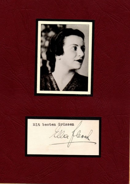 ELLA FLESCH (Künstlername 1919–20: Ella Feszty, 1898-1957) ungarische Sopranistin und Opernsängerin, die an der Wiener Staatsoper, in München, Budapest, Leipzig, Graz, Basel und an der Metropolitan Opera in New York reüssierte und zu den besten Sängerinnen ihrer Generation zählte. Als Jüdin musste sie zweimal emigrieren.